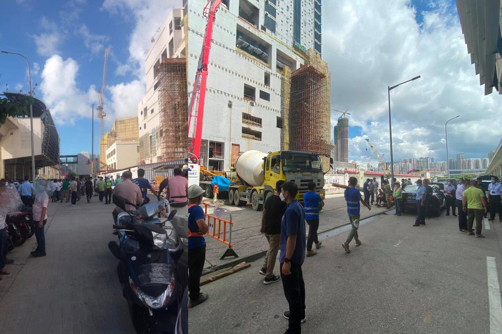 逾百工人到银河三期抗议，指地盘拖欠薪金，又借工程完成遣散员工。