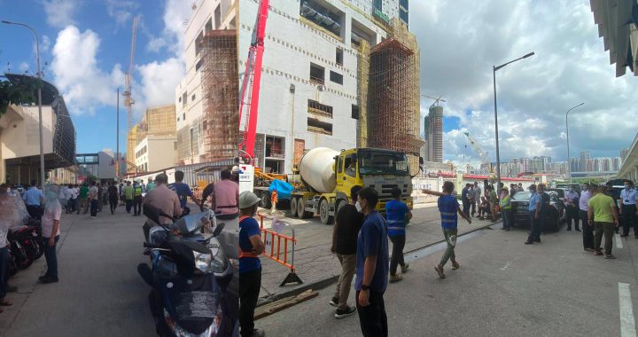 逾百工人到银河三期抗议，指地盘拖欠薪金，又借工程完成遣散员工。