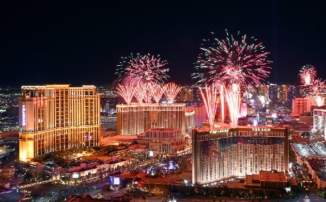 拉斯维加斯往年跨年夜烟花表演以成传统