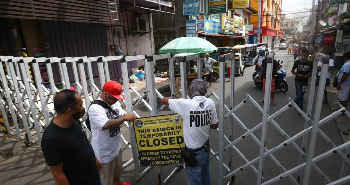 大马尼拉各地实施不同程度的社区封锁