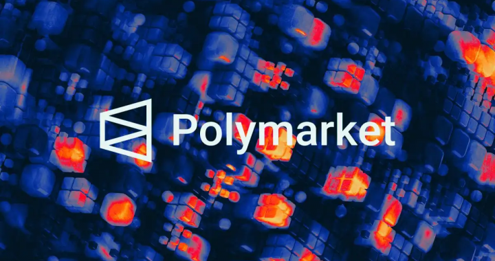 Polymarket brand visual with blockchain geometric background, symbolizing its U.S. relaunch and the upcoming POLY token airdrop.