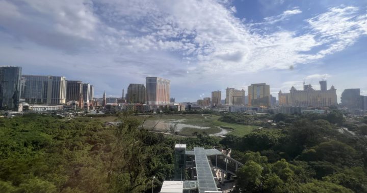 澳门路氹金光大道赌场酒店群天际线全景