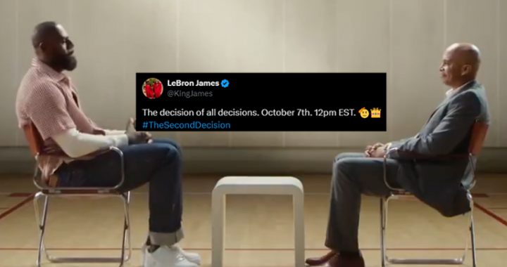 勒布朗·詹姆斯社媒预告将在10月7日美东中午公布重大决定的宣传画面