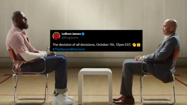 勒布朗·詹姆斯社媒预告将在10月7日美东中午公布重大决定的宣传画面