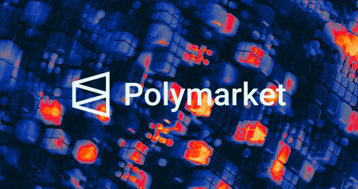Polymarket 品牌视觉与区块链几何背景，预示平台回归美国与POLY代币空投计划