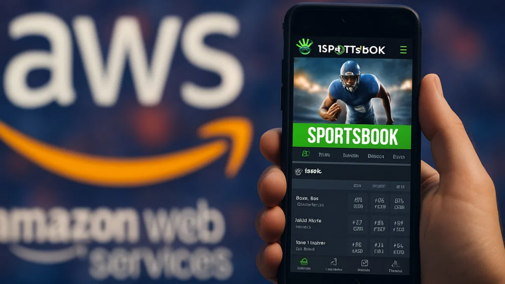 AWS故障期间用户在手机上查看体育博彩应用的界面特写