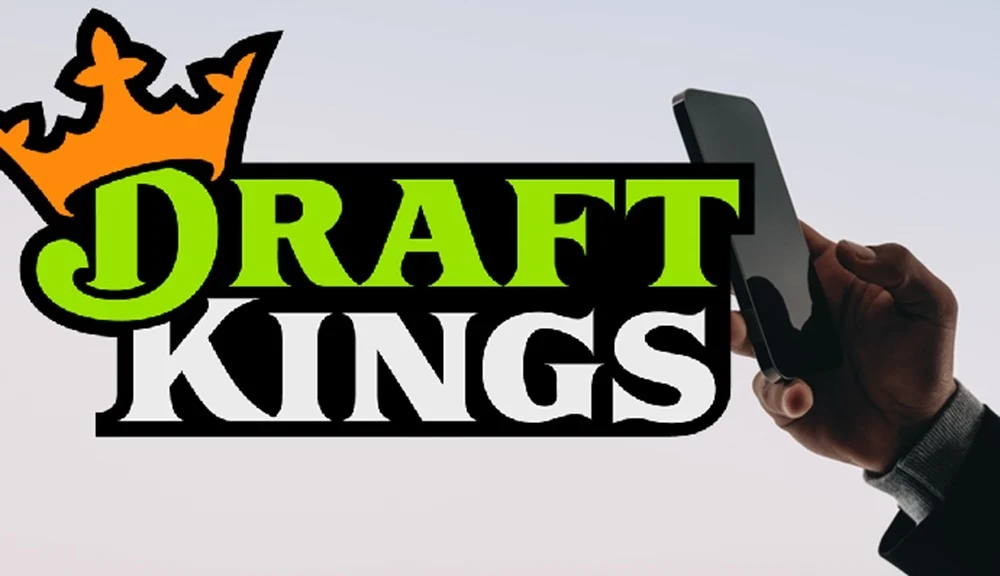 DraftKings标志与手机界面示意，展示预测市场移动端应用概念