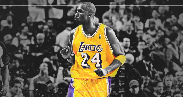 湖人金色24号BRYANT亲签球衣背面，标注“FIRST 24”“1/1”并附Upper Deck全息认证