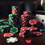 堆放的扑克筹码与扑克牌，象征菲律宾电子游戏和博彩行业的高风险投注。尽管PAGCOR的电子钱包脱钩监管改革导致博彩总收入（GGR）下滑，此图依然代表合法运营商为提升信誉和保护玩家（免受金融诈骗）所追求的负责任的博彩环境。