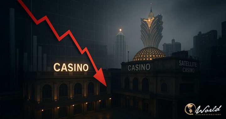 澳博控股总部外观，澳门博彩业绩下滑导致公司利润锐减，卫星赌场相继关闭。