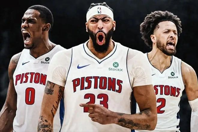 三名穿着活塞球衣的球员形象合成图,用于展示潜在补强方案。