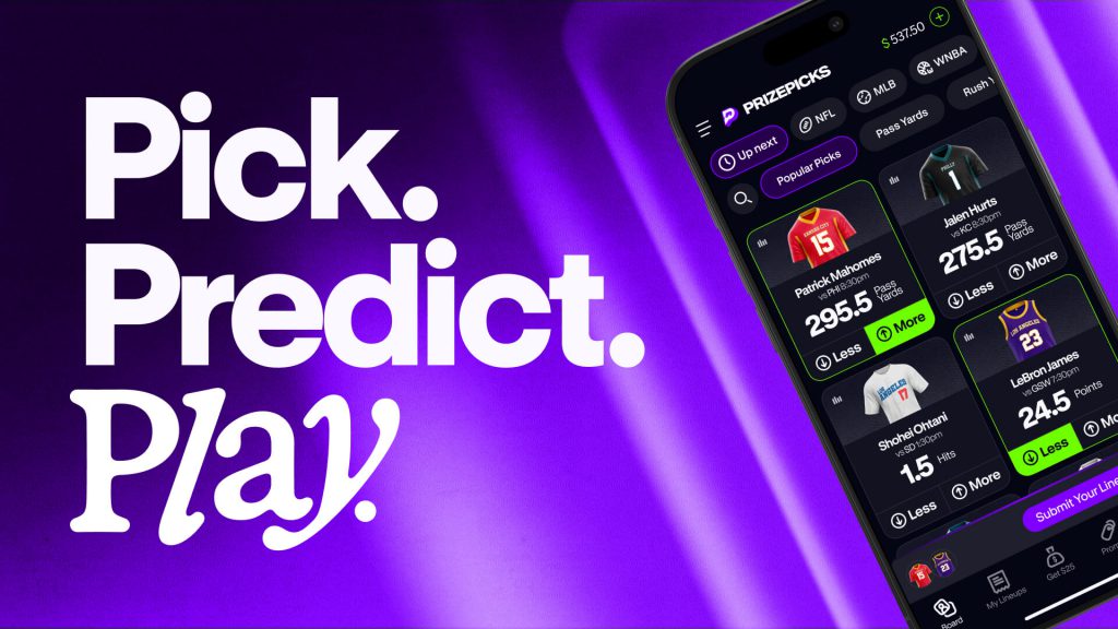 PrizePicks应用界面宣传图，预测市场主题