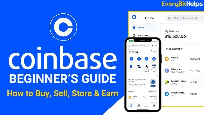 Coinbase新手指南海报展示手机界面
