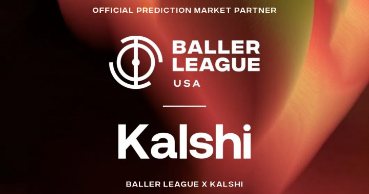 Kalshi与Baller League USA合作官方宣传海报，展示双方品牌标志。