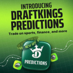 绿色DraftKings Predictions宣传图 展示预测市场应用界面