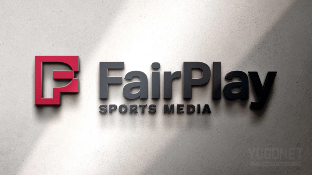 FairPlay Sports Media 官方LOGO立体展示，象征其与FOX Sports合作。