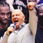 詹姆斯·哈登、快船老板与队友庆祝画面。