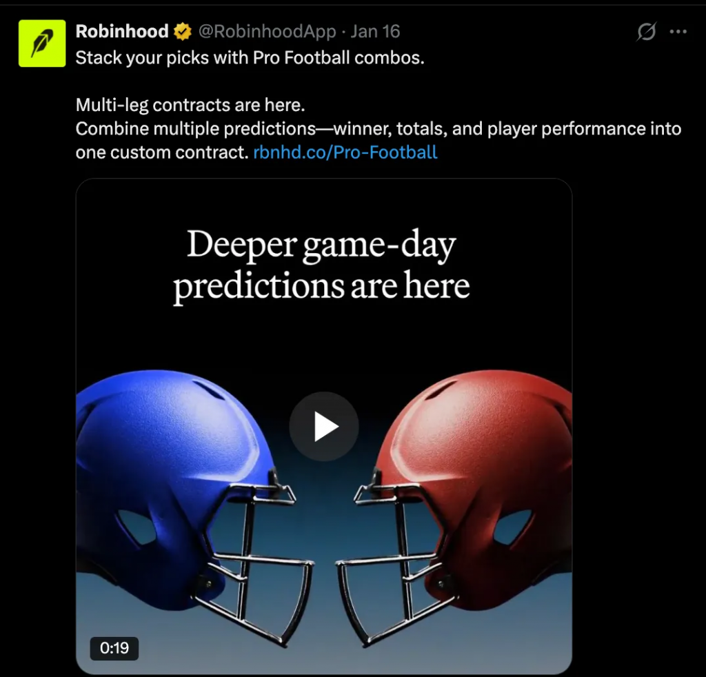 Robinhood推出定制体育串关投注