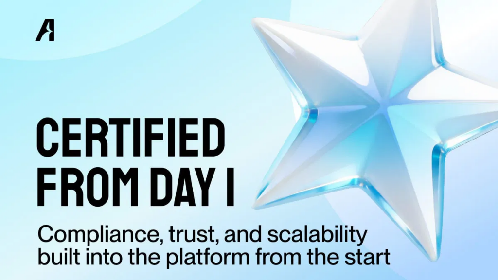 认证平台海报星形标识，突出合规信任扩展