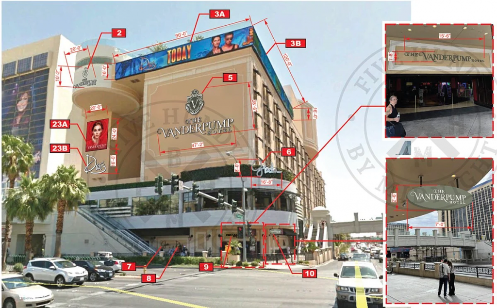 拉斯维加斯大道克伦威尔酒店外观与范德普酒店改造规划示意图