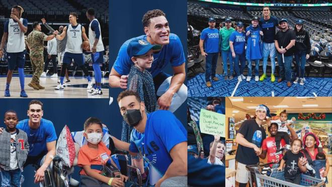 鲍威尔与球迷及孩子互动合影,独行侠社区文化