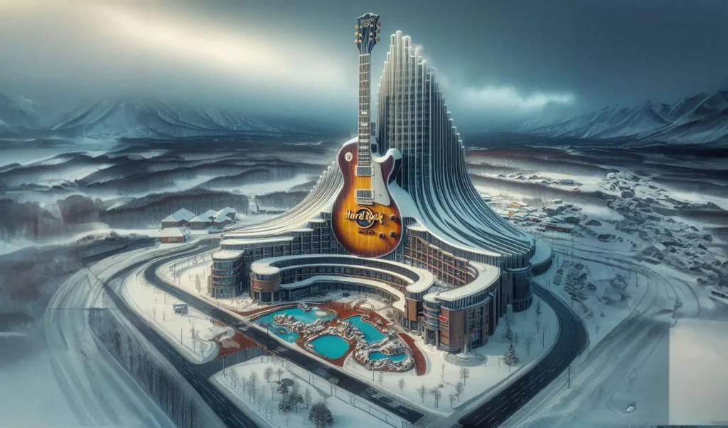 雪景巨型吉他建筑 硬石IR概念图