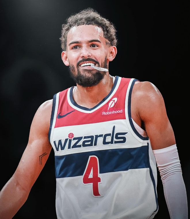 特雷杨身穿奇才球衣合成图,指向潜在下家