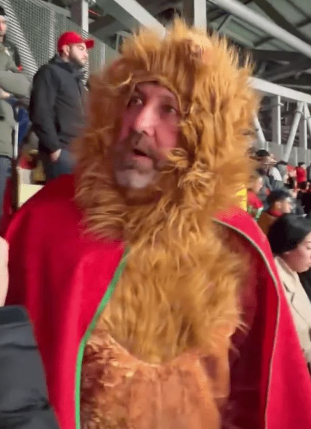 非洲杯看台乔纳森-帕金狮子装扮