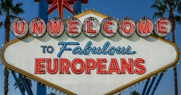 拉斯维加斯欢迎牌改成“欢迎欧洲人”，映射欧洲旅行担忧