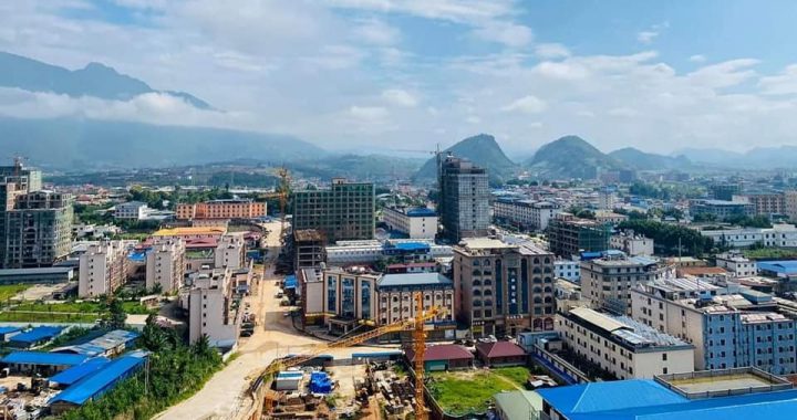 缅甸北部城镇与诈骗园区相关区域航拍画面