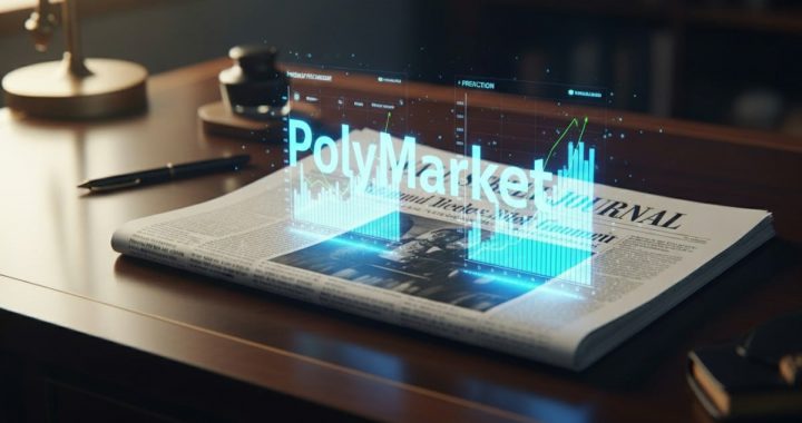 桌面报纸上浮现Polymarket数据图表