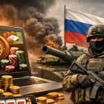 俄罗斯军事背景下的在线赌场与博彩监管概念合成画面