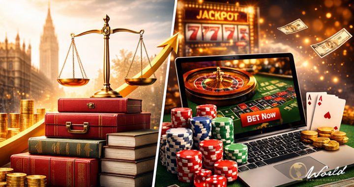 英国网络博彩监管主题合成图 展示税收与线上赌场元素