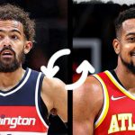 特雷杨与CJ-麦科勒姆球衣切换示意图，聚焦交易传闻