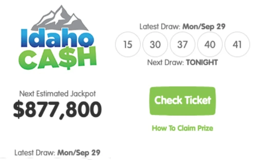 爱达荷现金彩票头奖877800美元界面