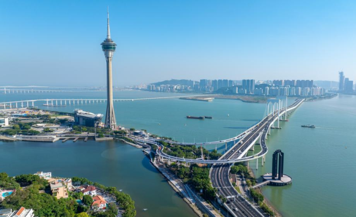 澳门城市天际线与跨海大桥全景
