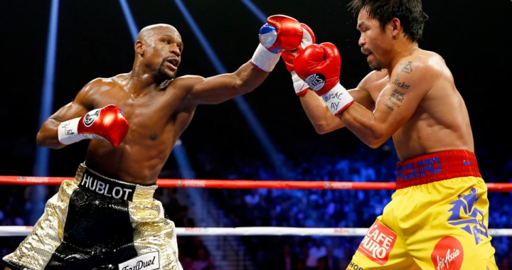 梅威瑟与帕奎奥职业拳击对决现场画面