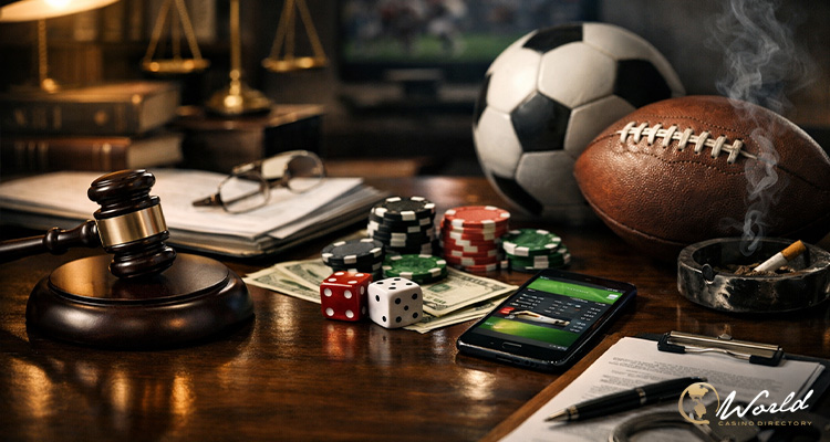 桌面摆放法槌筹码与体育投注设备 象征未受监管预测市场风险