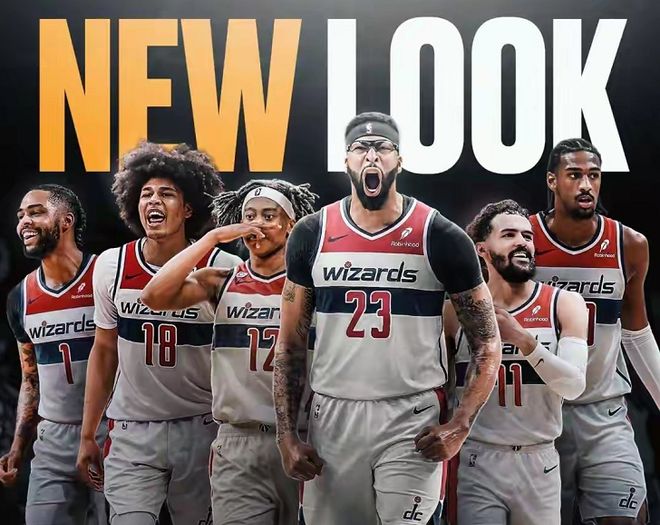 华盛顿奇才新阵容球员集体亮相的球队视觉图
