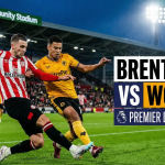 布伦特福德对阵狼队英超比赛现场拼抢画面