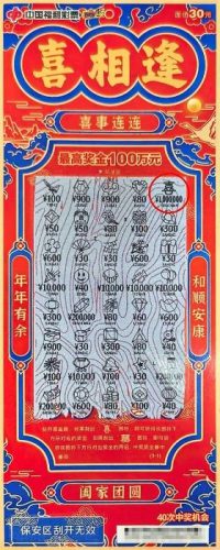 福彩喜相逢刮刮乐100万元大奖中奖彩票展示