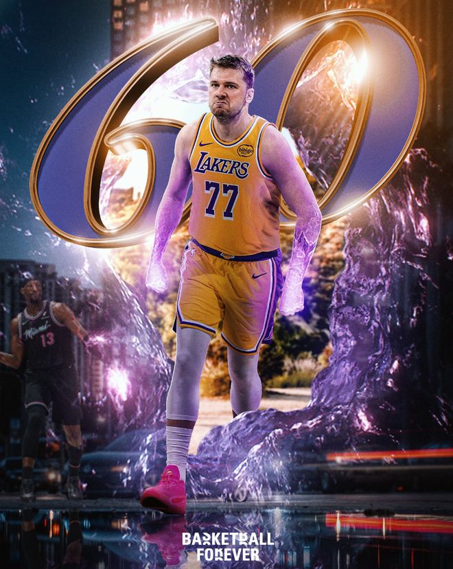 东契奇60分视觉海报与湖人主题设计