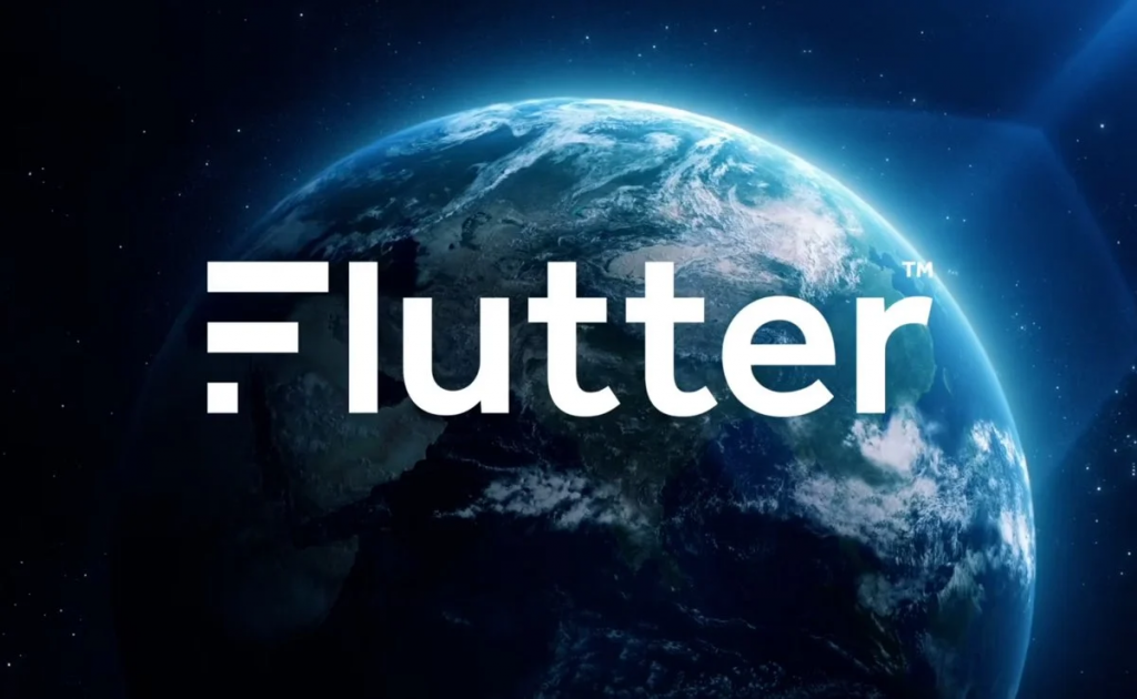 Flutter公司品牌标识与地球背景科技概念图