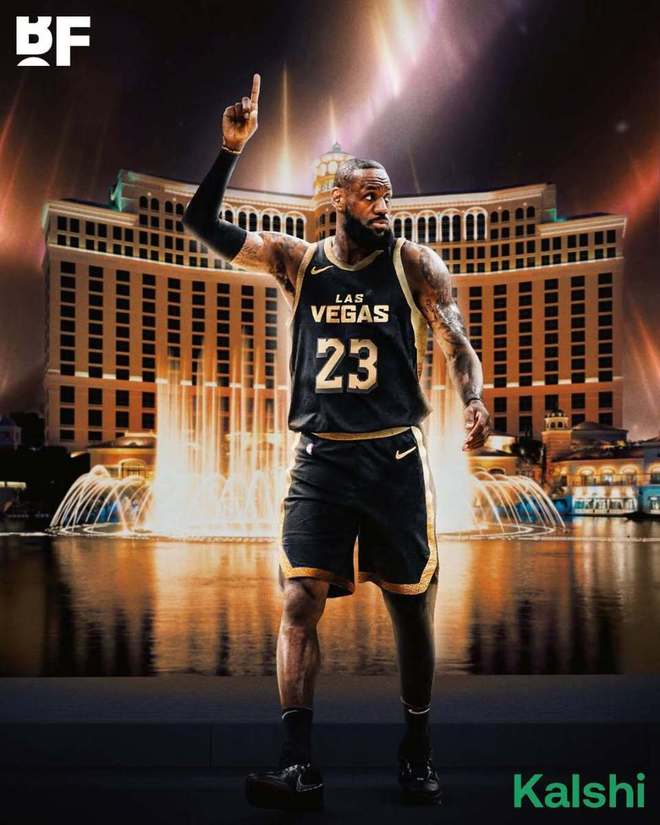 詹姆斯身穿拉斯维加斯球衣概念视觉合成图