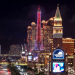 澳门威尼斯人与巴黎人赌场夜景博彩旅游区