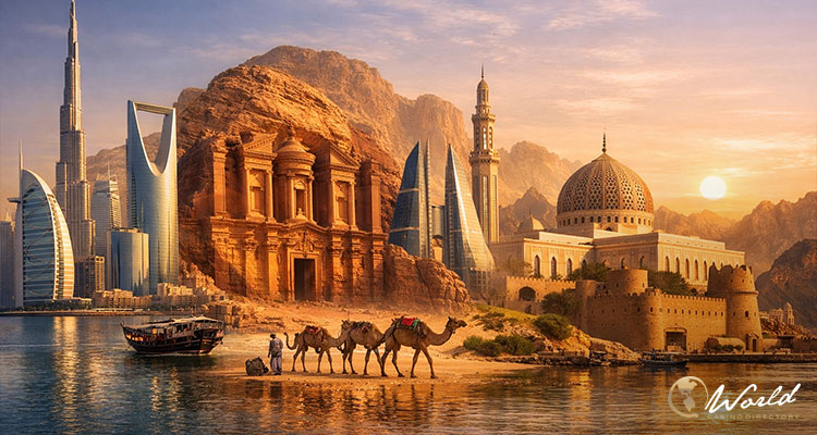 中东城市地标与现代建筑展示区域旅行环境变化