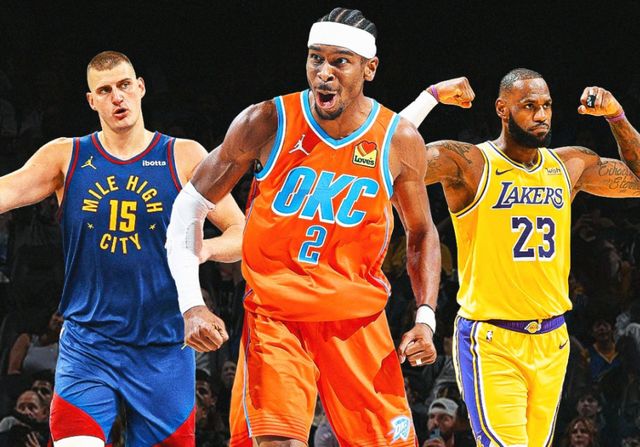 NBA争冠球队雷霆掘金湖人核心球星对比图