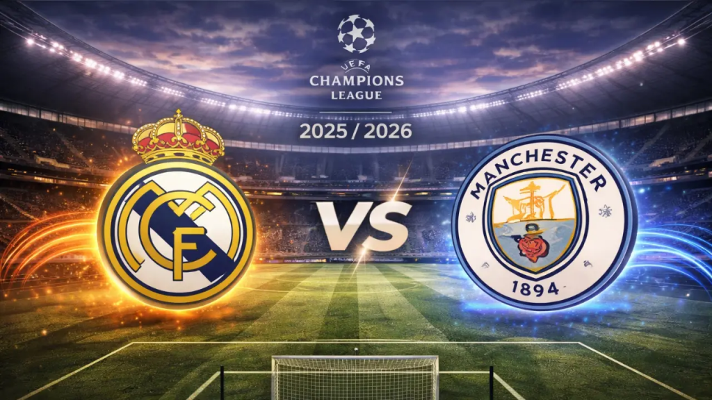 欧冠皇家马德里对阵曼城比赛宣传海报