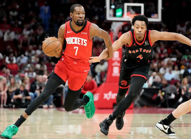 火箭杜兰特突破猛龙防守