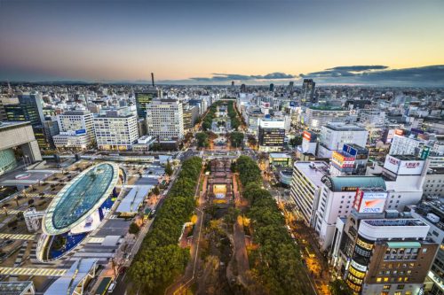 日本爱知县城市景观与中部地区商业核心区域